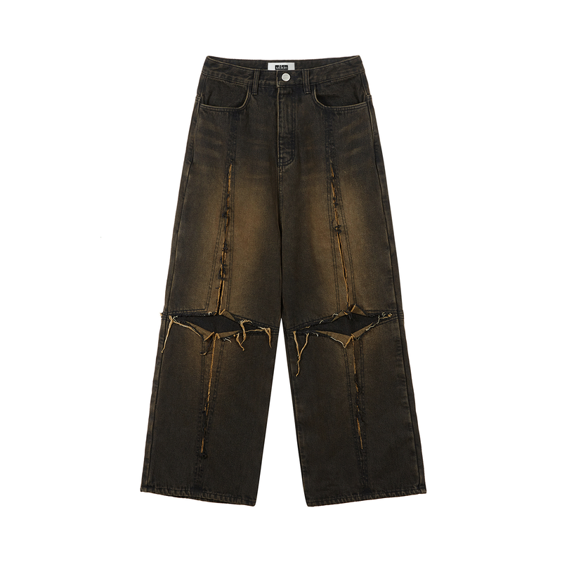 ULKIN（オルキン）の「[24SS LSD COLLECTION] Cross Raw Edge Denim Pants_Black（Pants）」