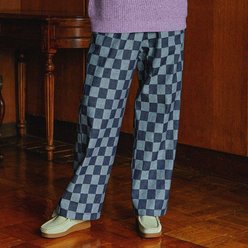 WaiKei(ワイケイ)の「Big checkerboard wide denim banding pants(Pants)」