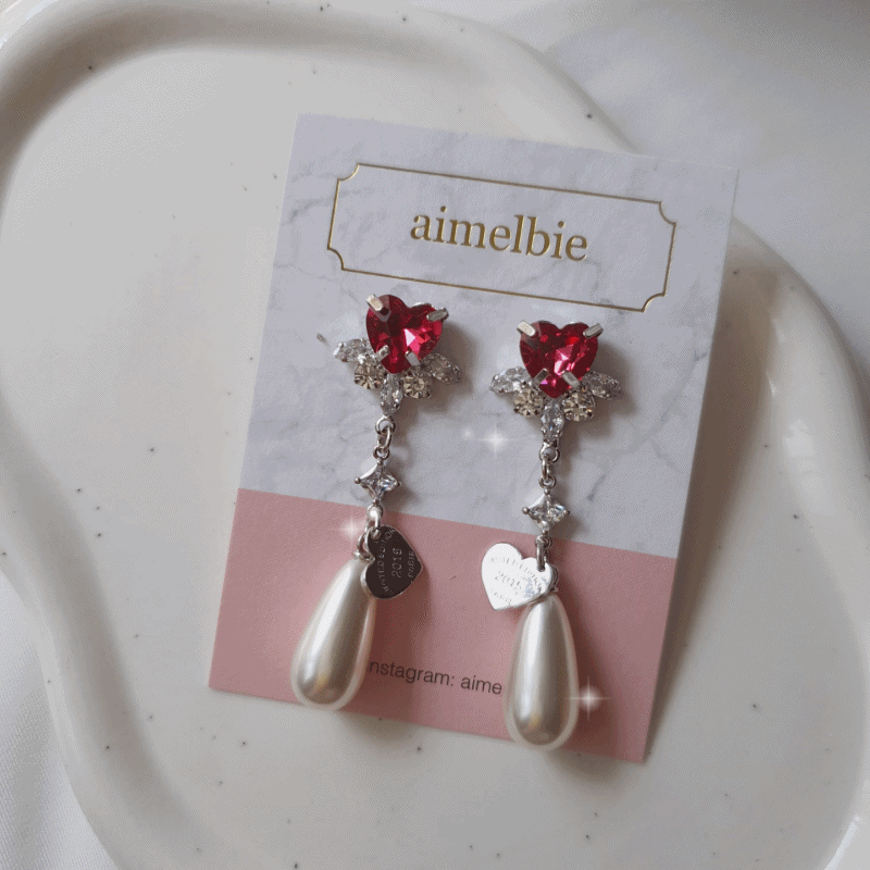 Heart Jewel Longdrop Piercing - Rosepink