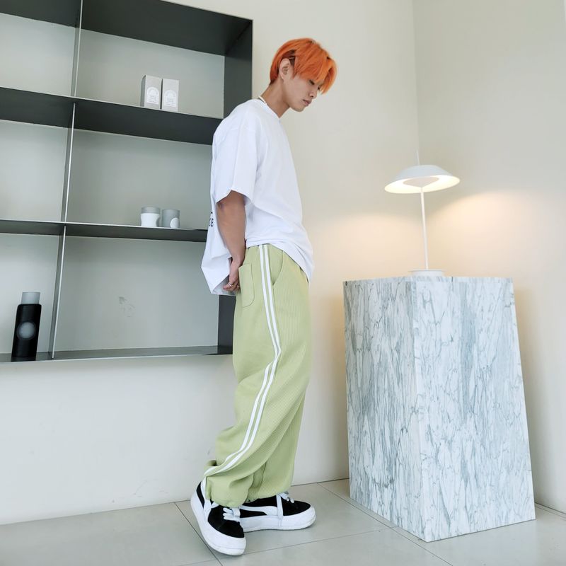 Waffle wide pants 4color