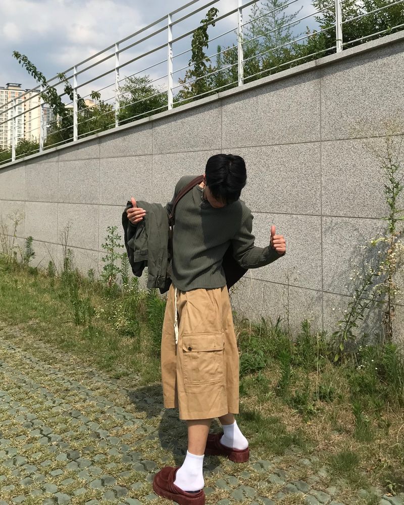 Corduroy Slim Henly Neck Long Sleeve