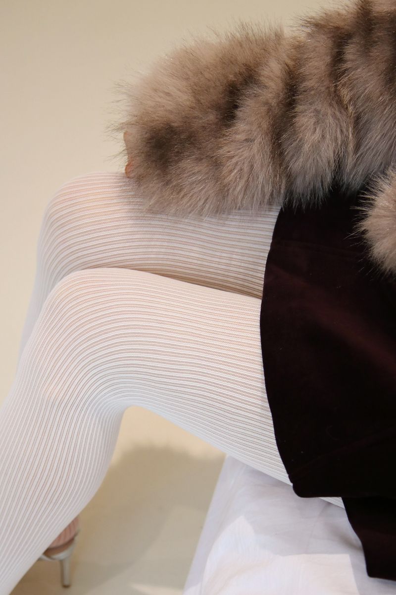 pinstripe sheer tights (ivory)