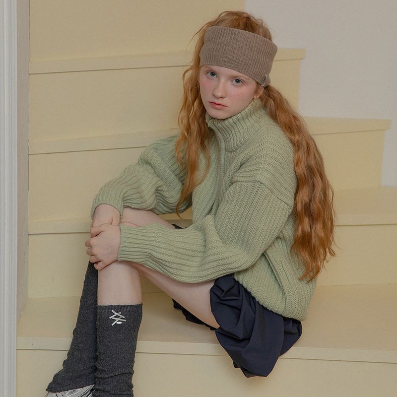 [CASHMERE 100%] CASHMERE BASIC HAIR BAND (BROWN)