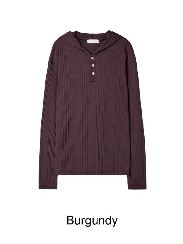 Charis Henley Neck Hooded Knit