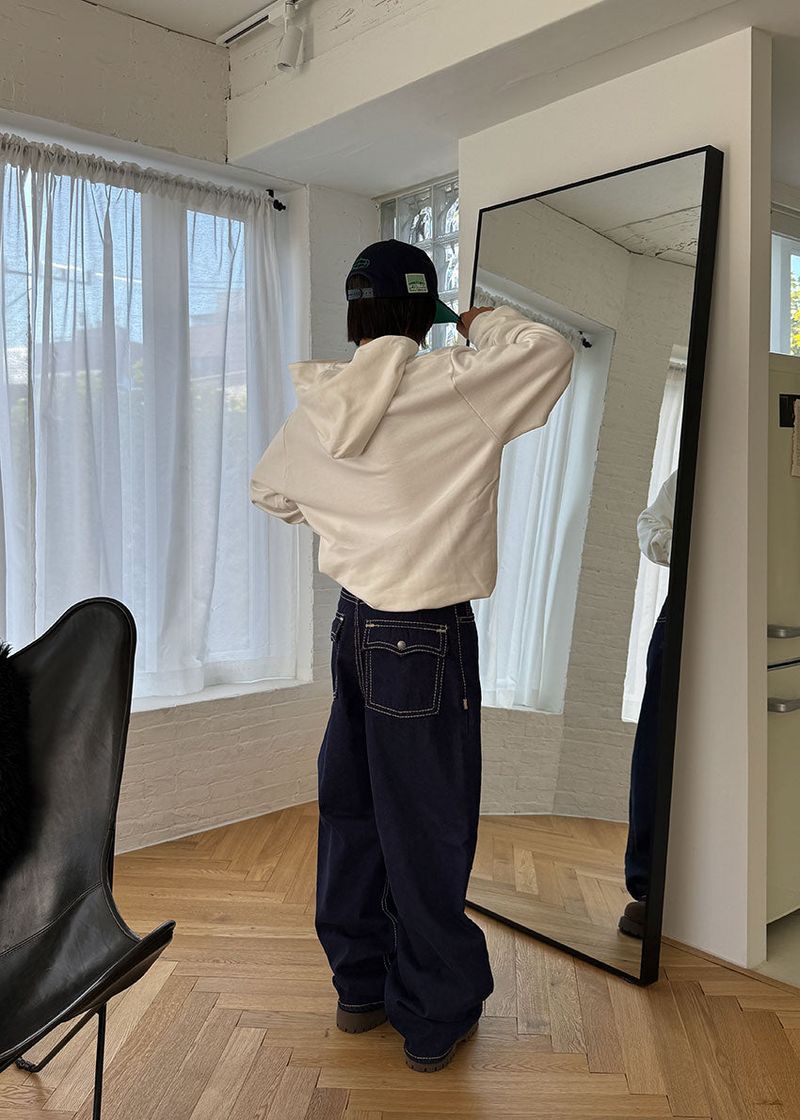 STITCH POCKET WIDE DENIM
