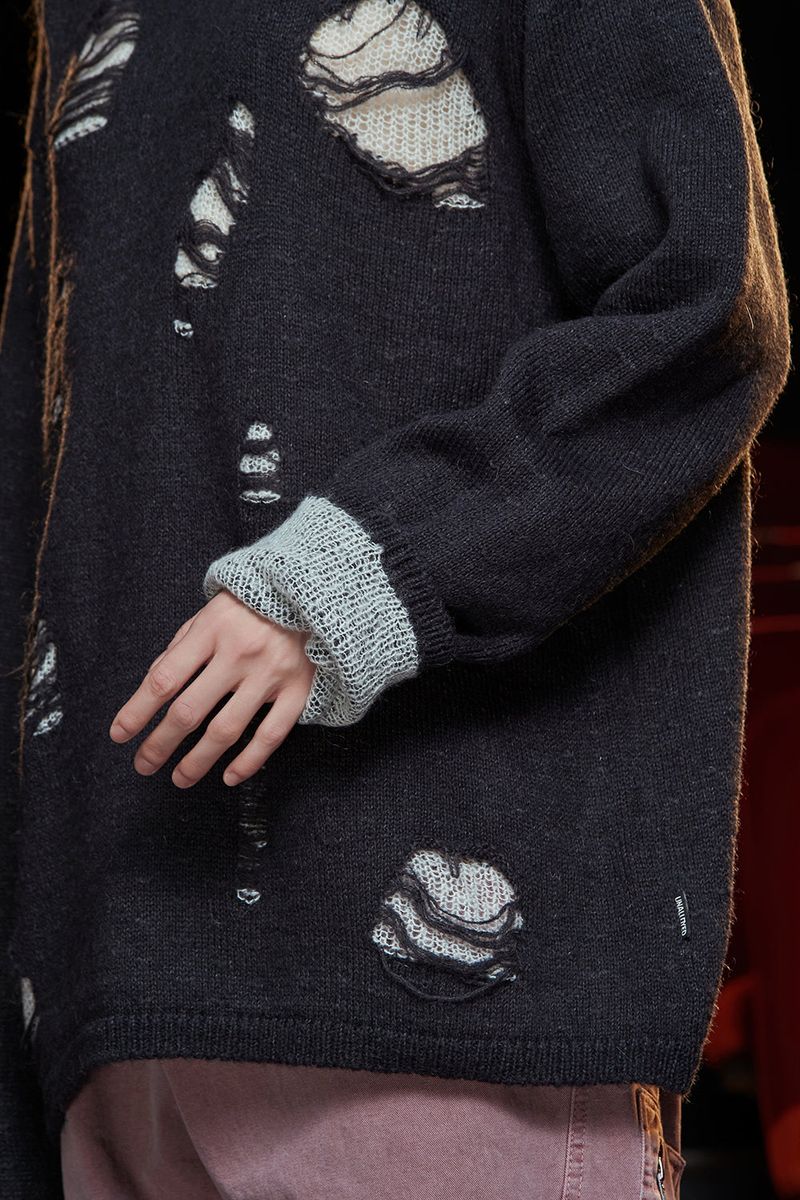 DESTROYED MOHAIR KNIT / CHARCOAL