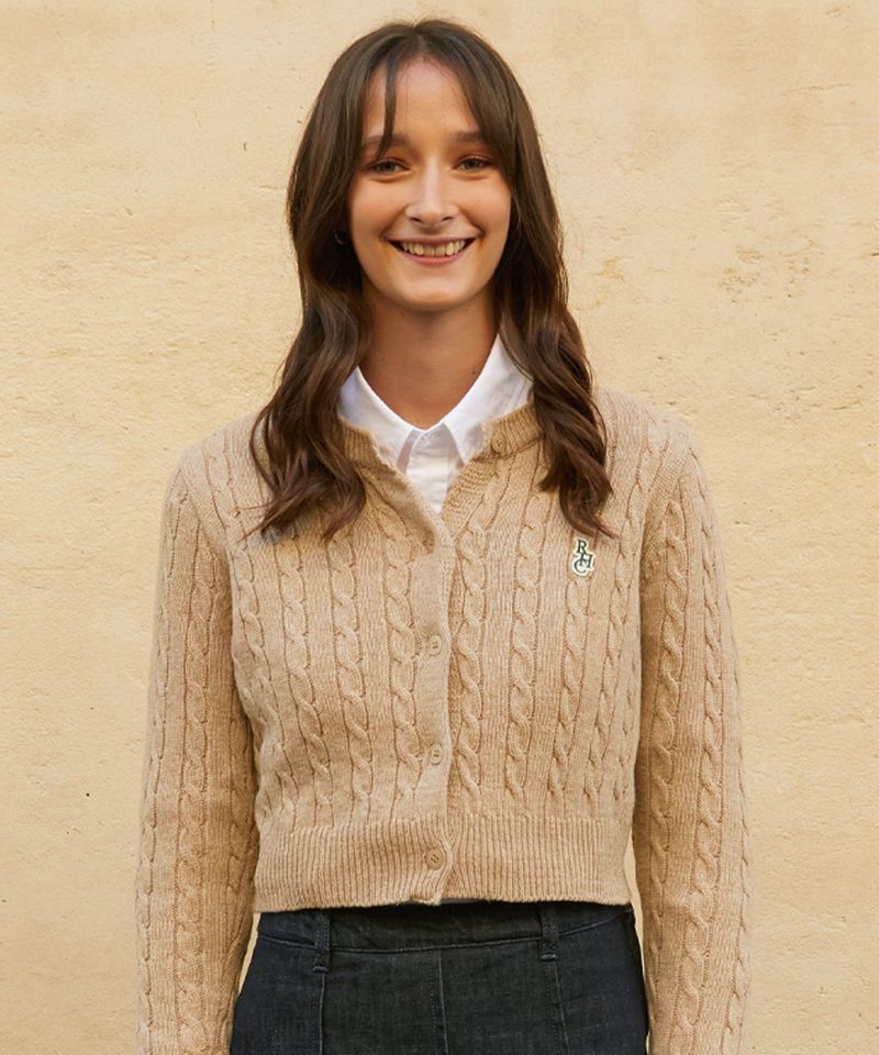 RCH crop knit cardigan beige