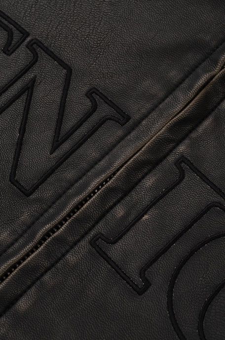Mark Lettering Two Way Leather Jacket