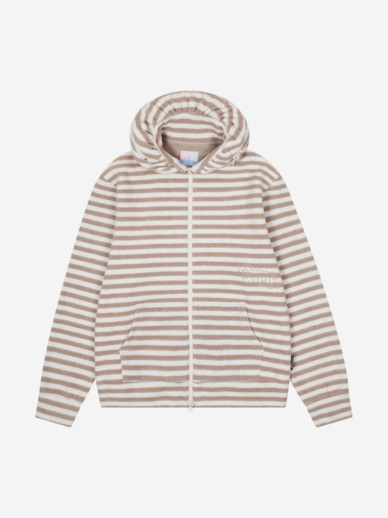 safarispot（サファリスポット）の「S.T.C. STRIPE FLEECE MUFFLER ZIP UP (BEIGE)（Tops）」