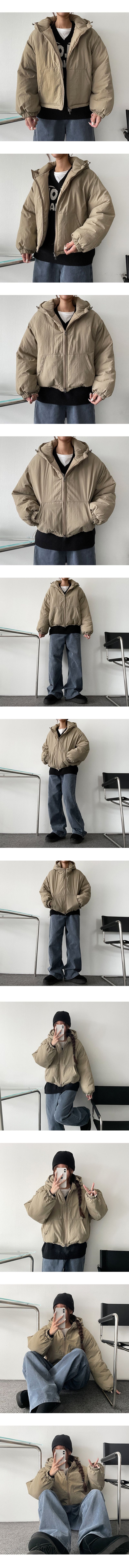 Woo cut two-way cropped hooded padded coat