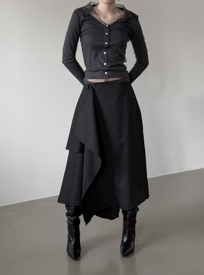 Beon Drape Unbalanced Flared Skirt