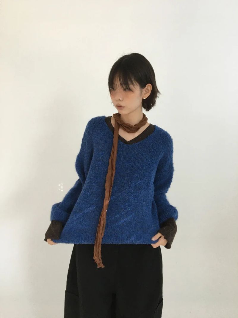Bonbon Boucle V-neck Knit (5color)