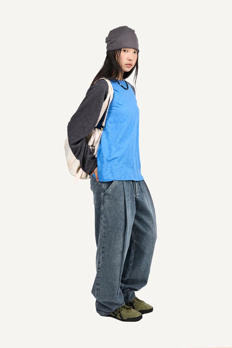 Essential Two Pintuck Denim Pants