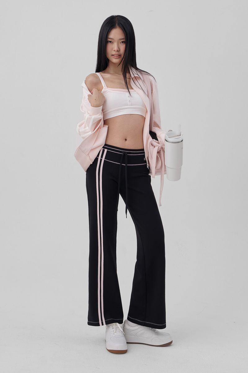 Bella pink line track pants, Black