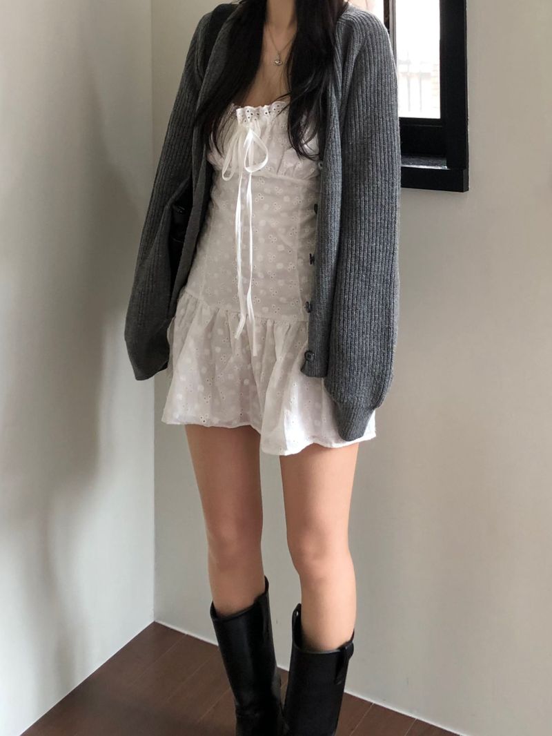 V-knit cardigan (2 colors)