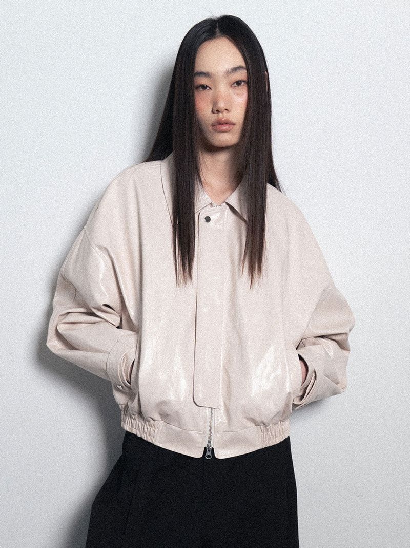 visus（ビスス）の「Glossy Leather Bomber Jacket_Ivory（Jackets/Outerwear）」