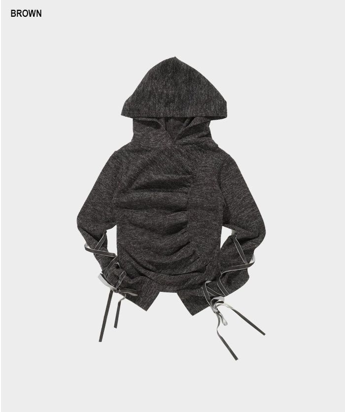 Ballet shirring hooded top