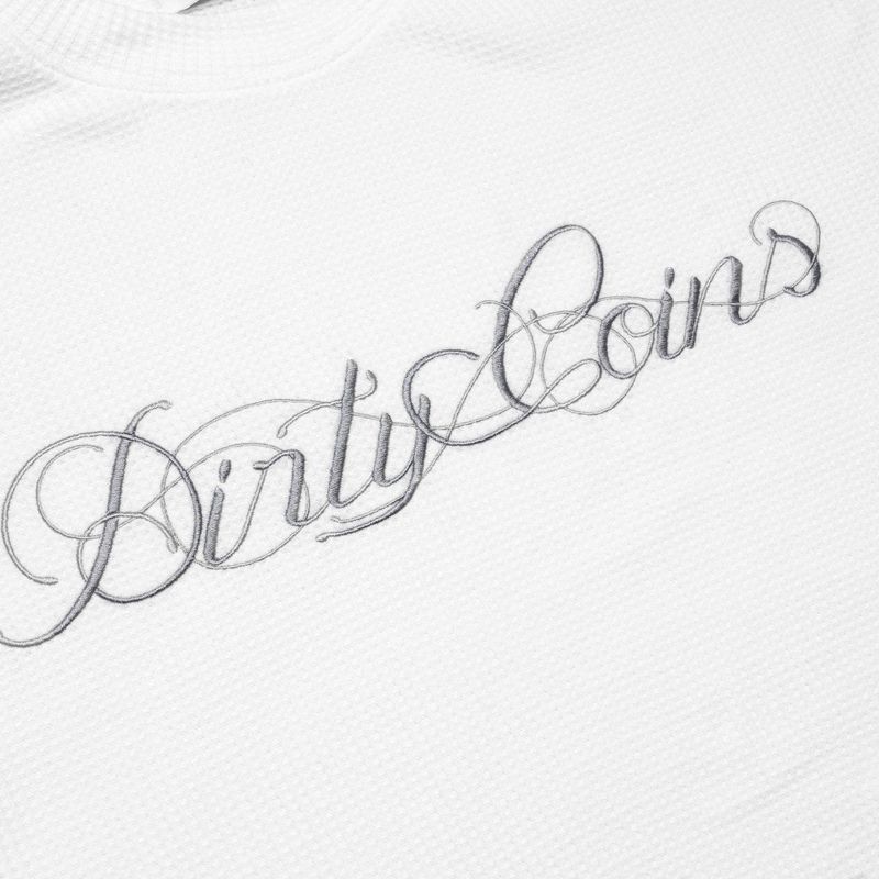 DirtyCoins Script Waffle LS T-Shirt White