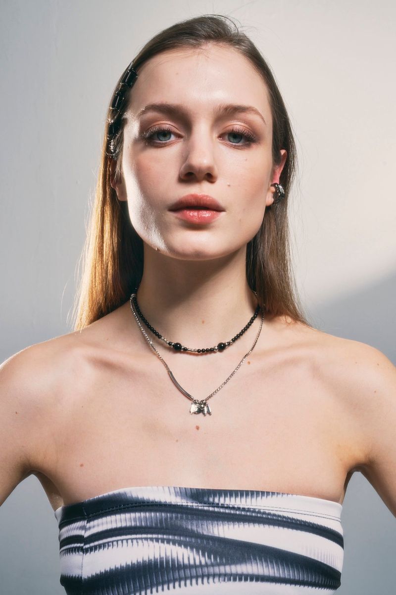 NO.333 [SILVER] BLACK PEARL NECKLACE