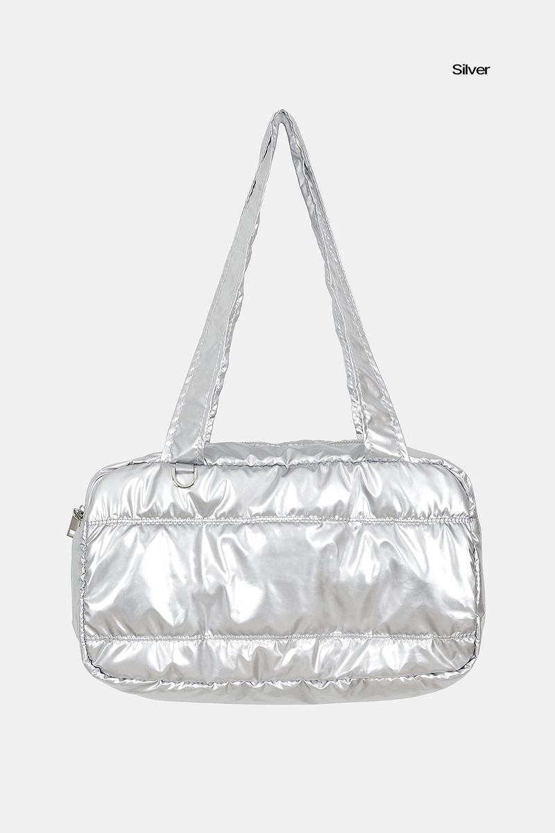Padded glossy leather shoulder bag
