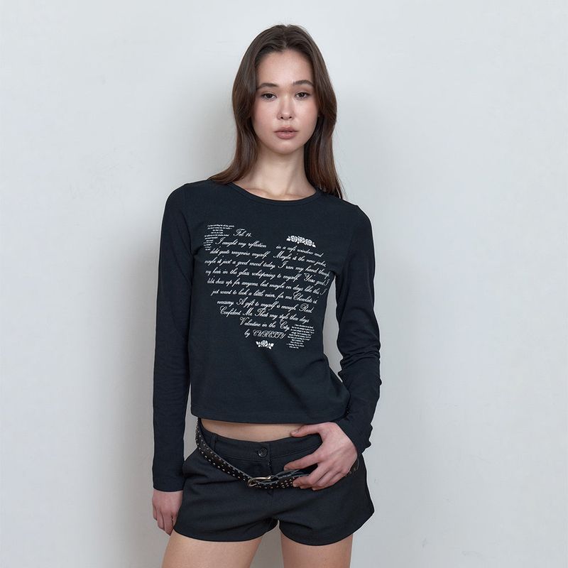 Curetty（キュリティ）の「C ラブレターグラフィックTシャツ_ブラック（トップス）」