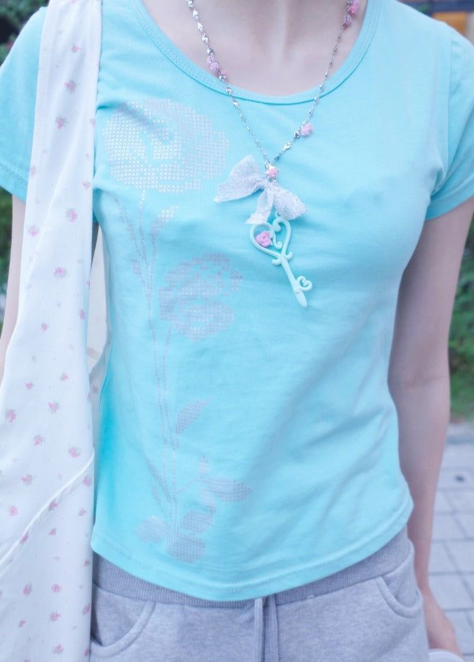 myorang（ミョラン）の「ローズピクセル Tシャツ (3color)（トップス）」