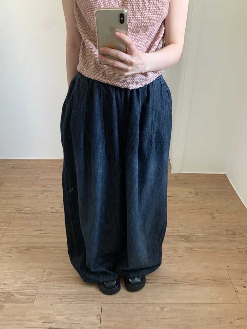 Hooded Balloon Denim Pants (2color)
