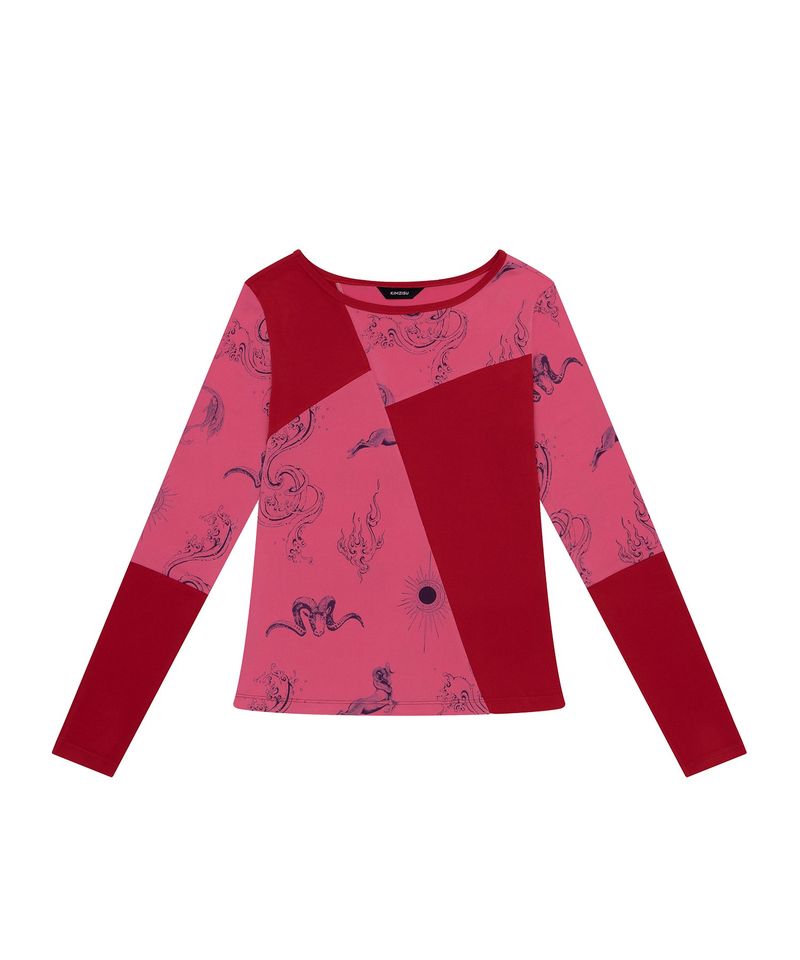 Elemental Motif Patchwork T-shirt _ RED