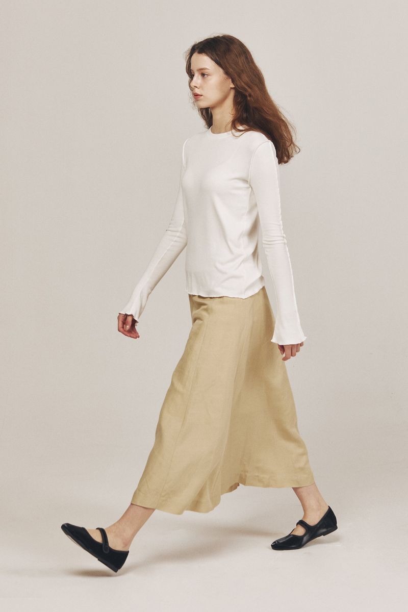 linen flare skirt