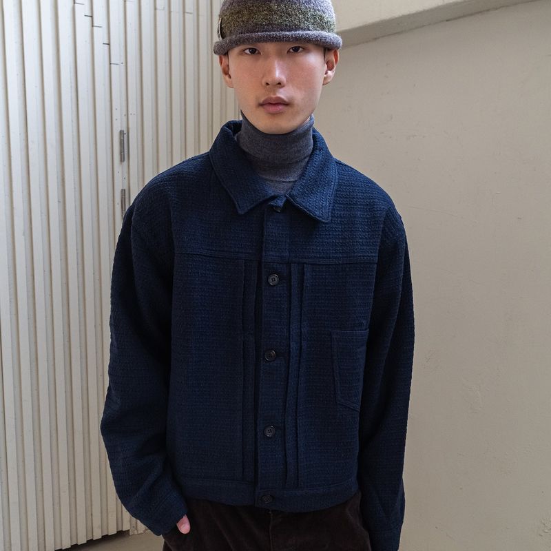 Weave trucker jacket / Navy