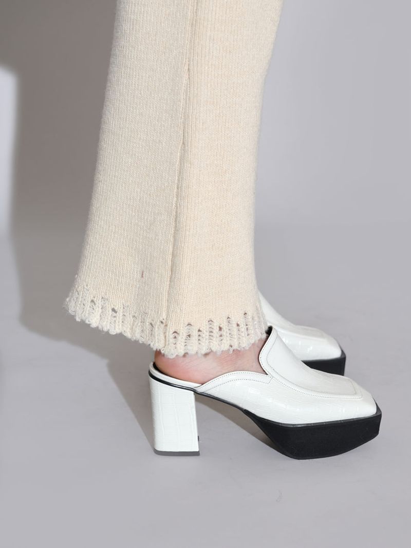 SQUARE TOE MULE-IVORY