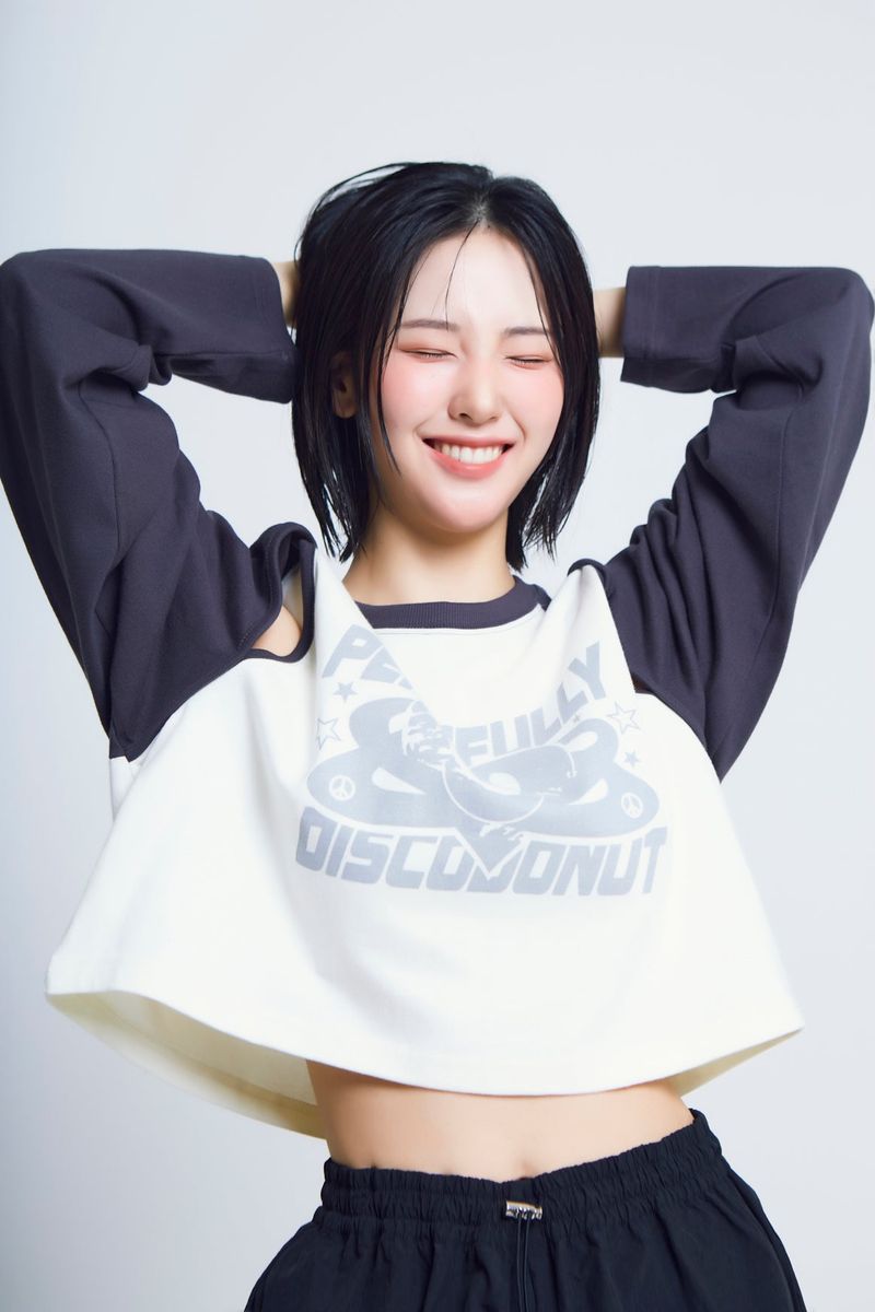 open armhole heart raglan ½T-shirts_charcoal/ivory