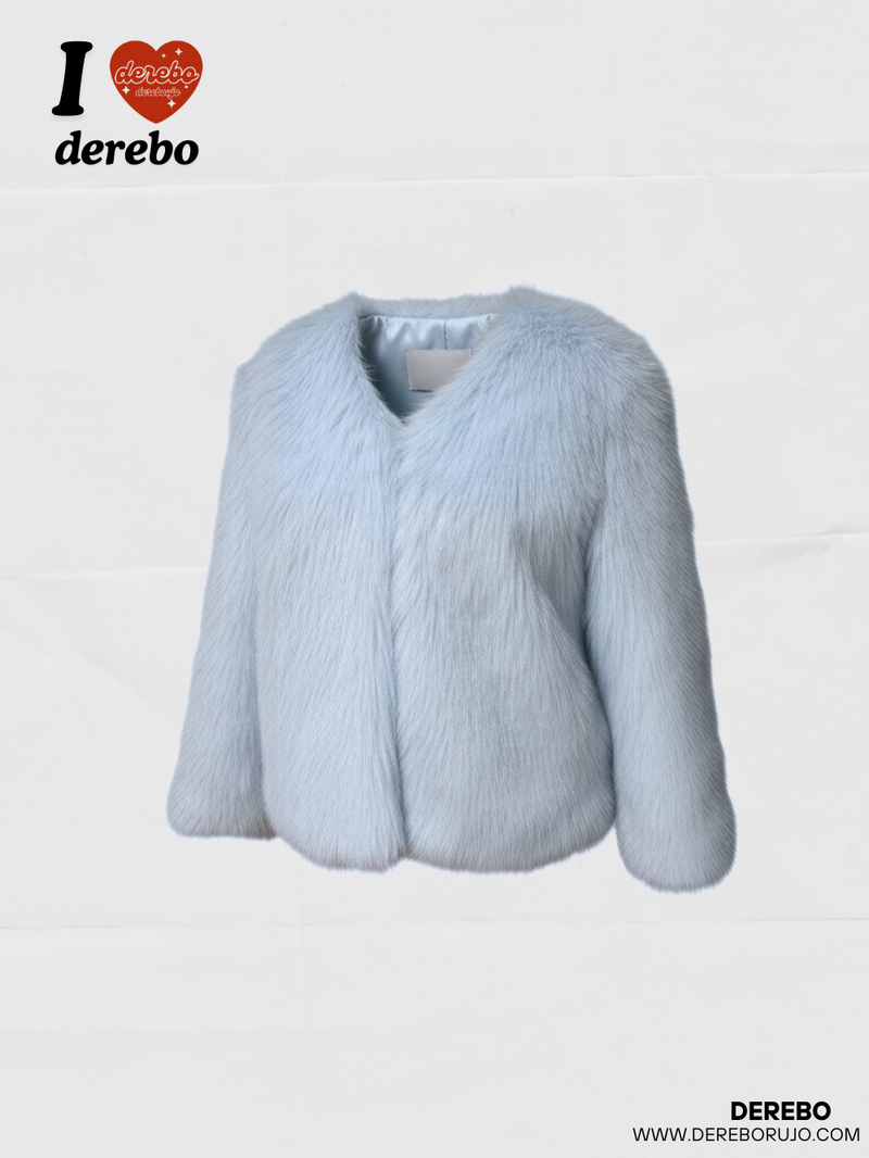 Sky Cloud No Collar Fur Jacket