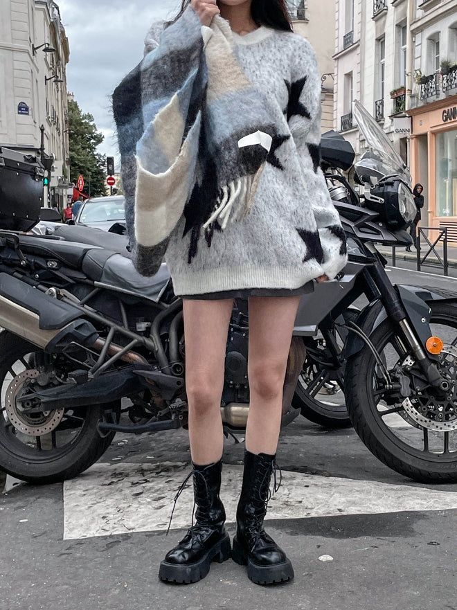 Star loose fit brush knit