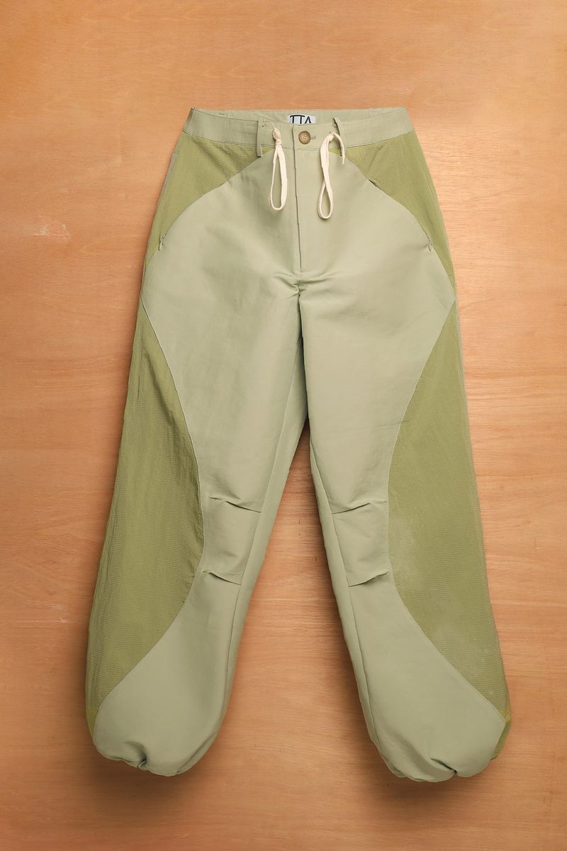 ASYMMETRIC WAVE PANTS-EARTHY GREEN