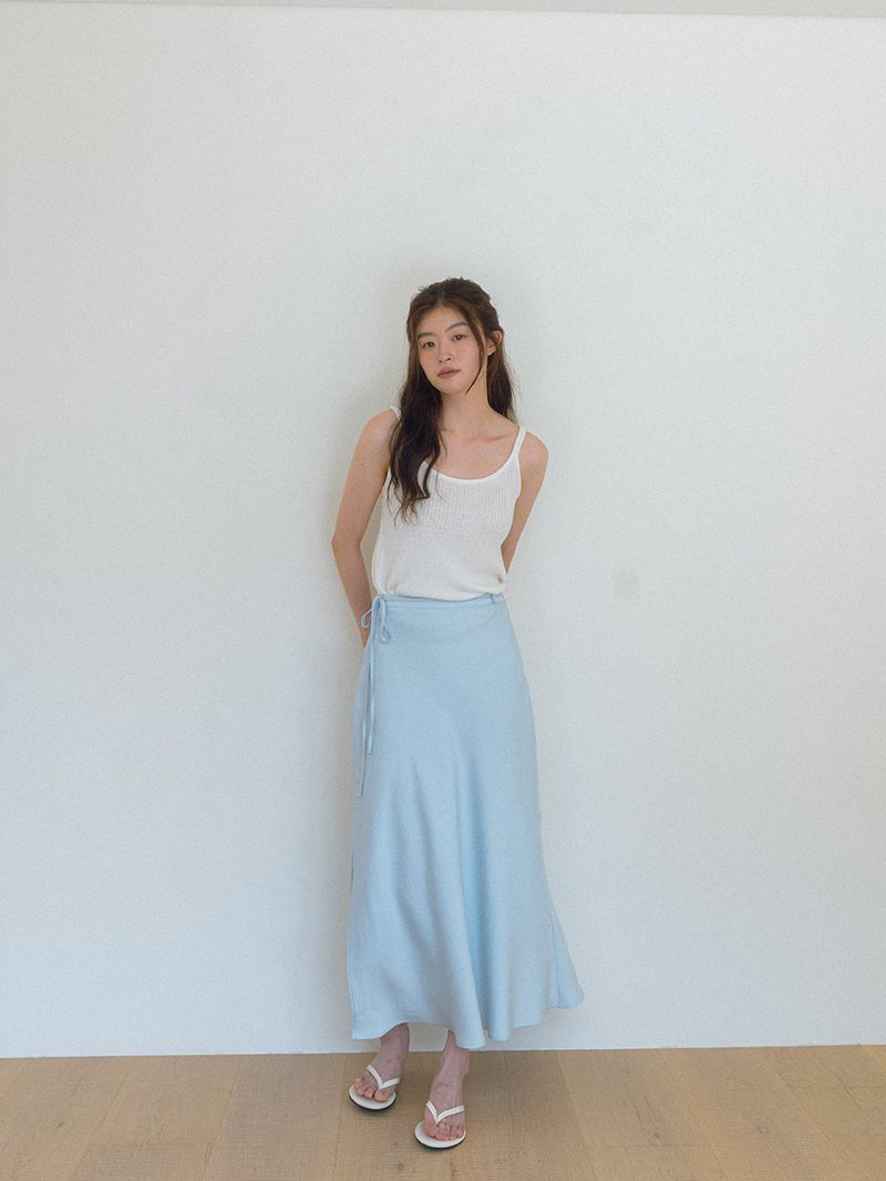 Flow Wrap Maxi Skirt - Sky blue