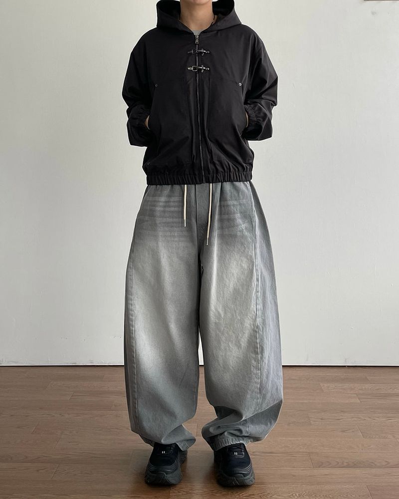 Cement Curved Denim Pants