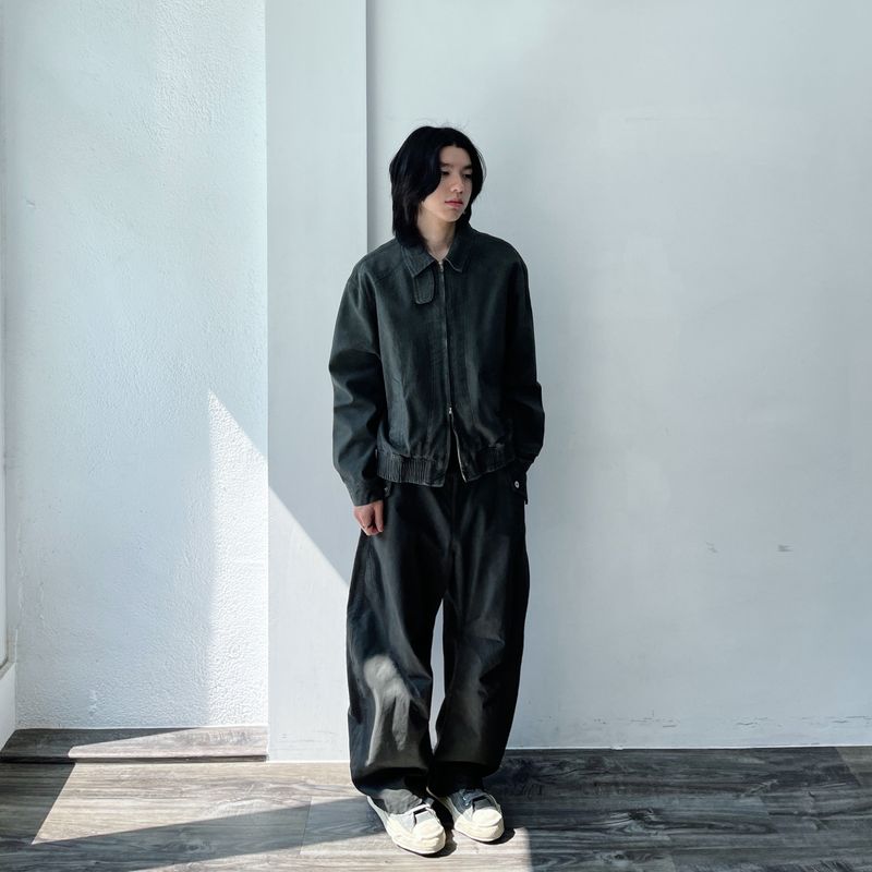 Texture Curved Harrington Jacket
