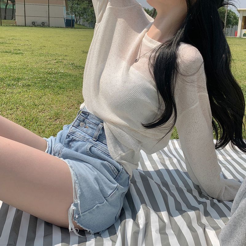 [Bellide made] See-through Bookle Linen Summer Knit T-shirt