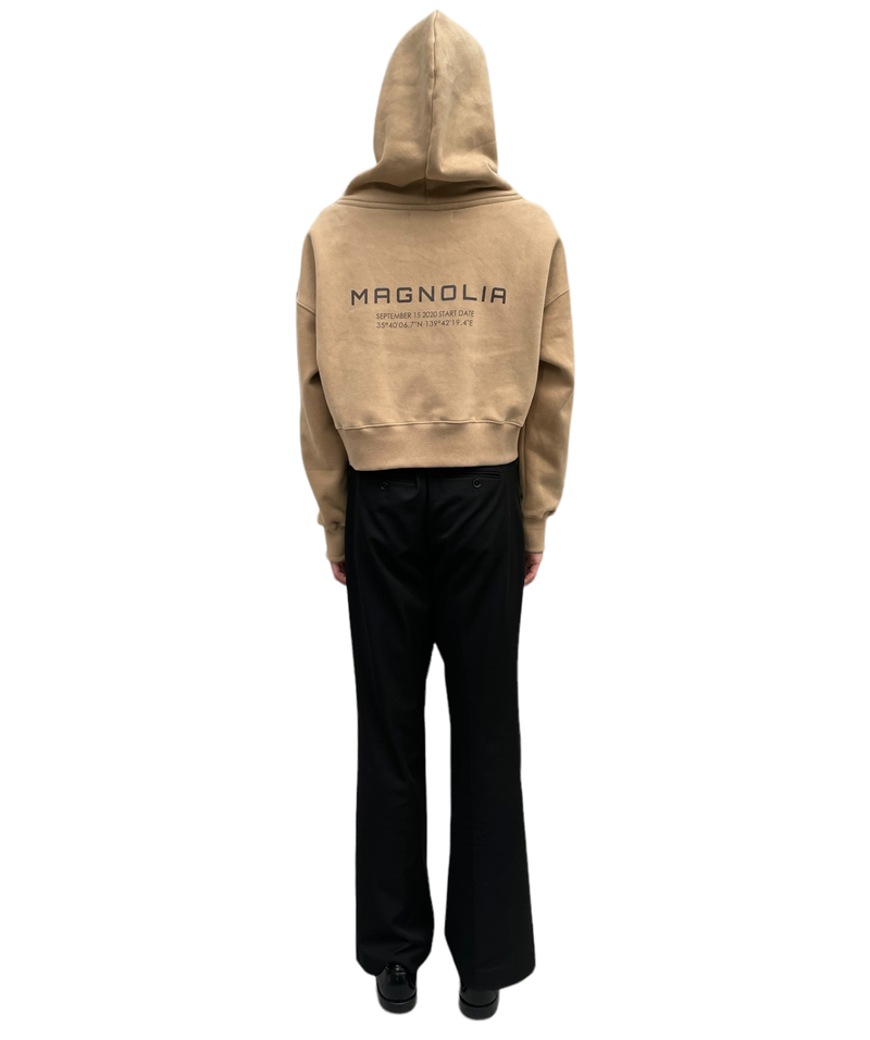 プリントクロップドフーディ / Print Cropped Hoodie-BEIGE