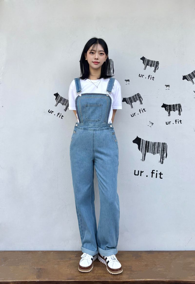EMBROIDERY OVERALL DENIM PANTS code 25011