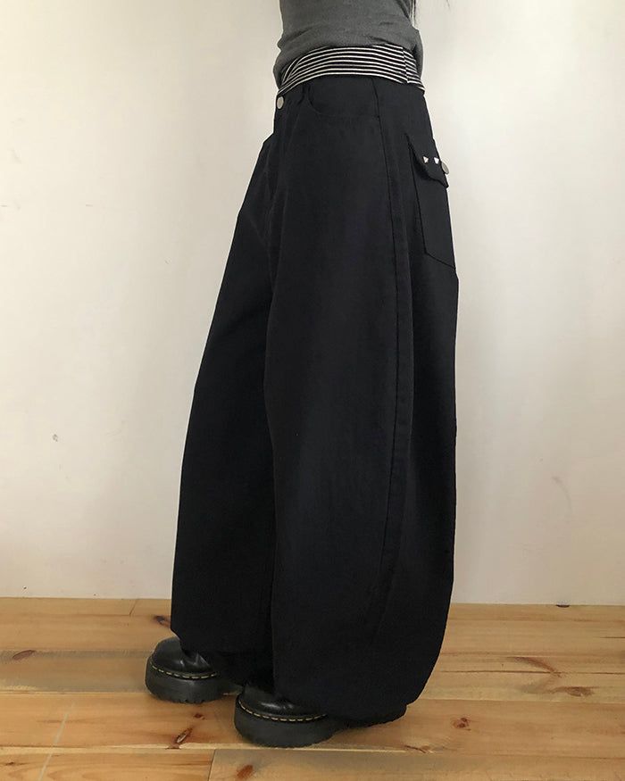 Kron Back Pocket Stud Cotton Pants
