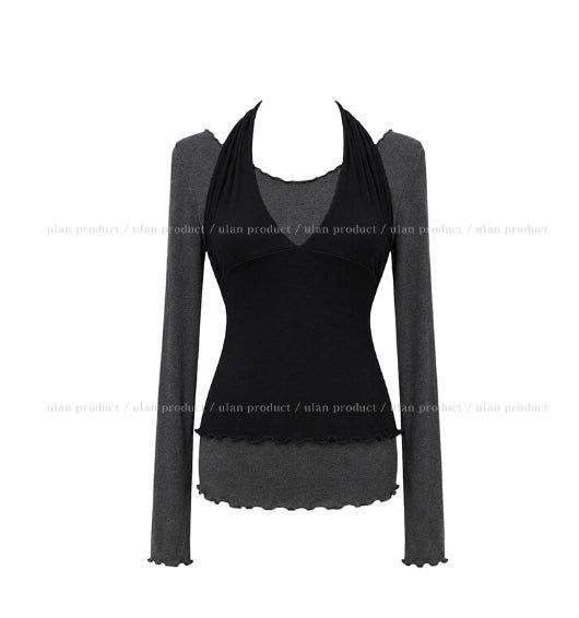 Dani Ruffle Layered Halter Long Sleeve