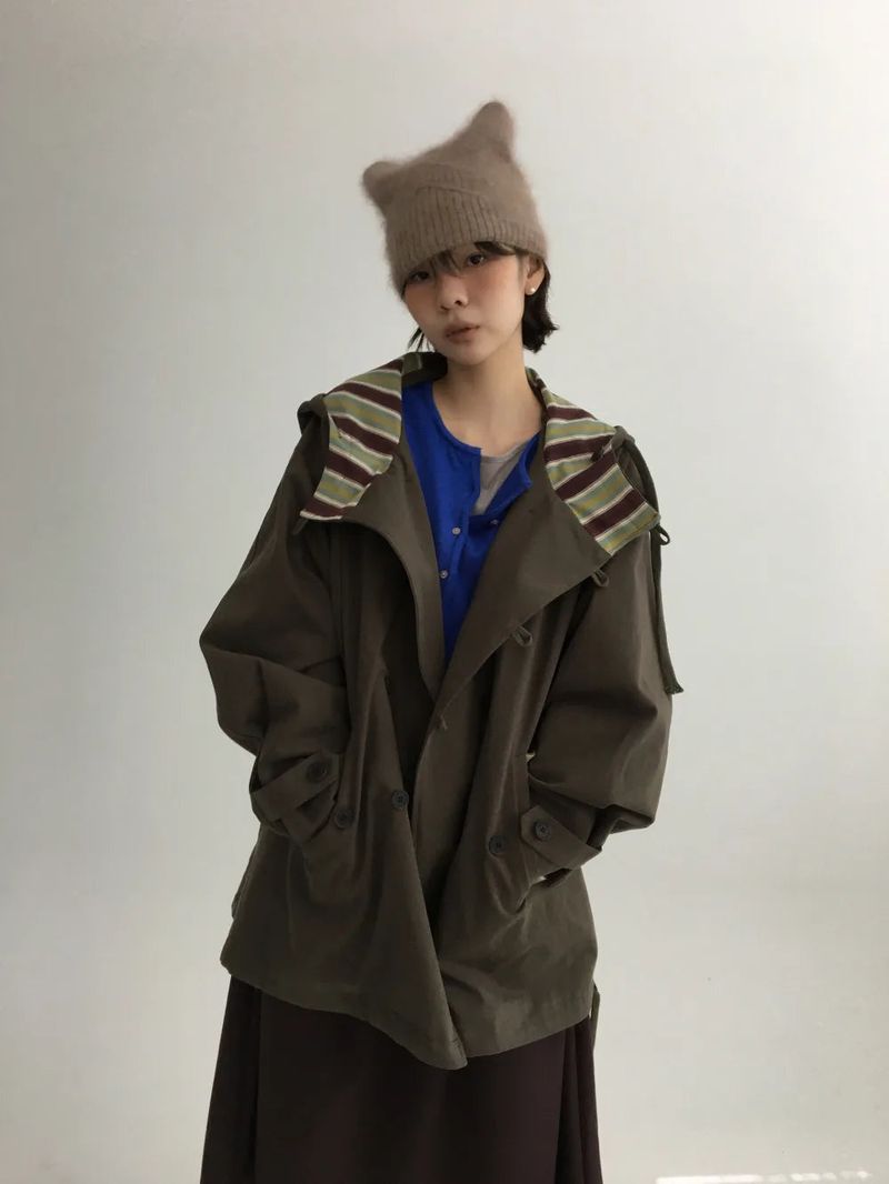 Hapo Button Hooded Short Field Jacket (2color)