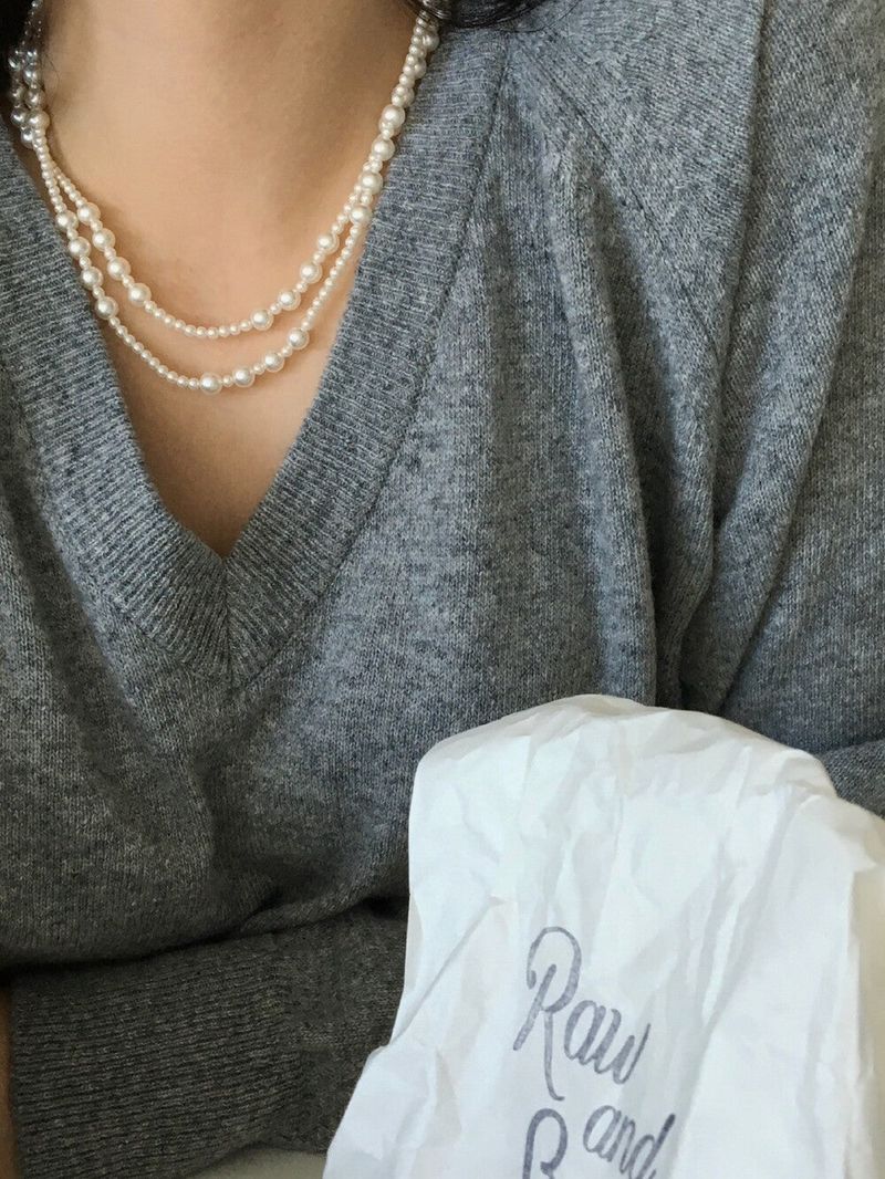 (silver925) Long pearl 2way necklace