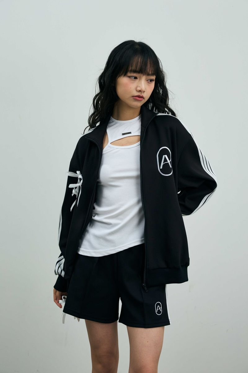 RIBBON JERSEY TRACK SHORTS PANTS / NAVY