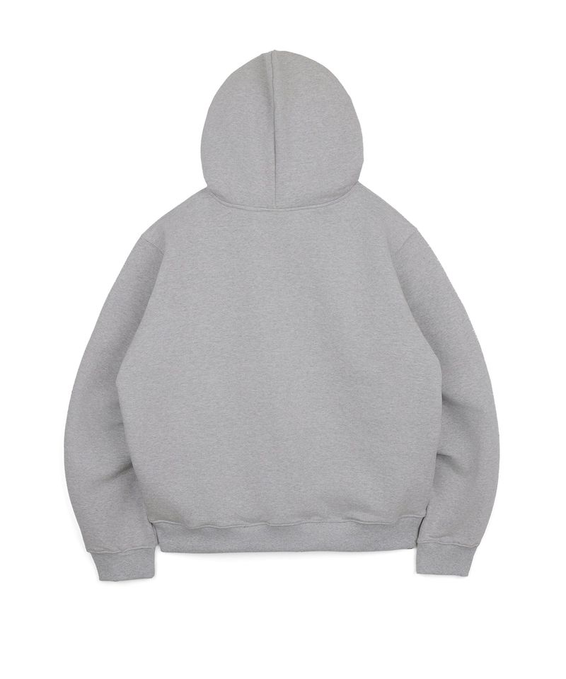 Lettering Embroidered Hoodie Zip-Up - Gray