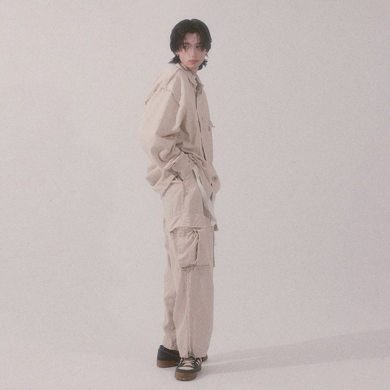 grunge wide cargo pants_lightbeige