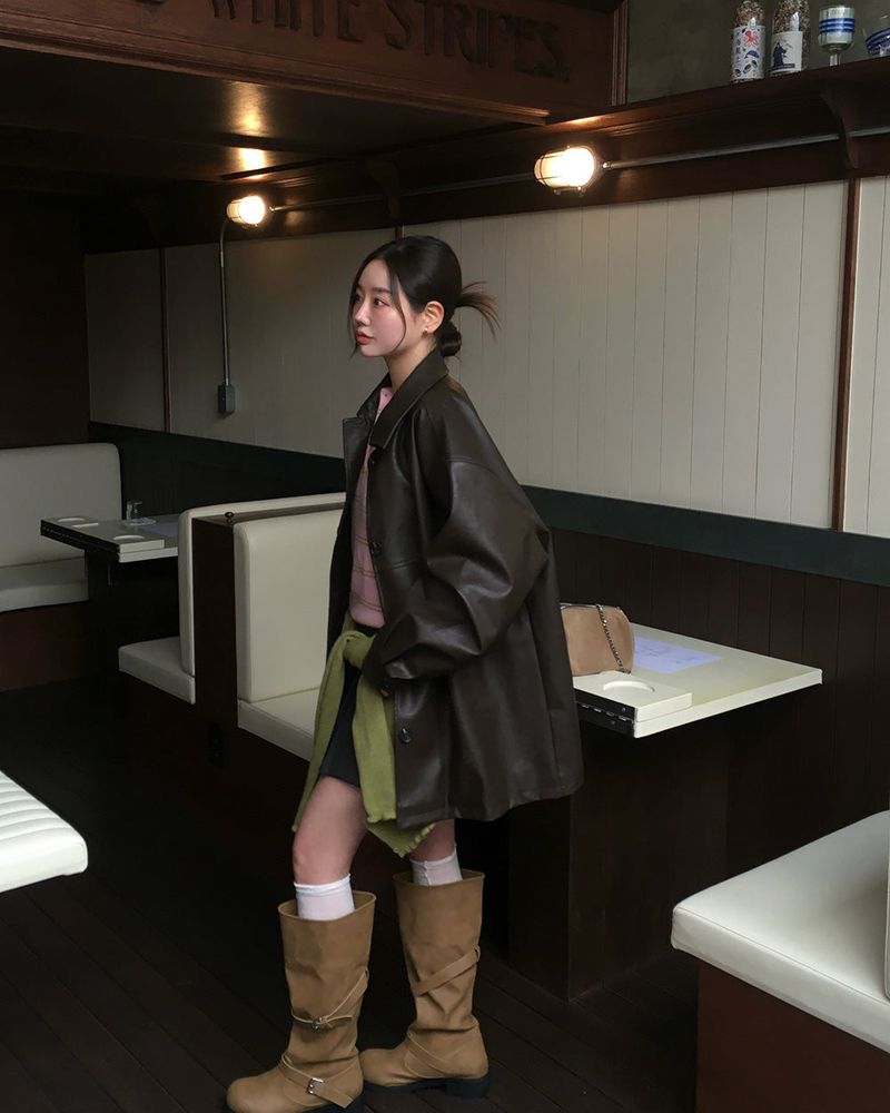 Our Leather Middle Jacket