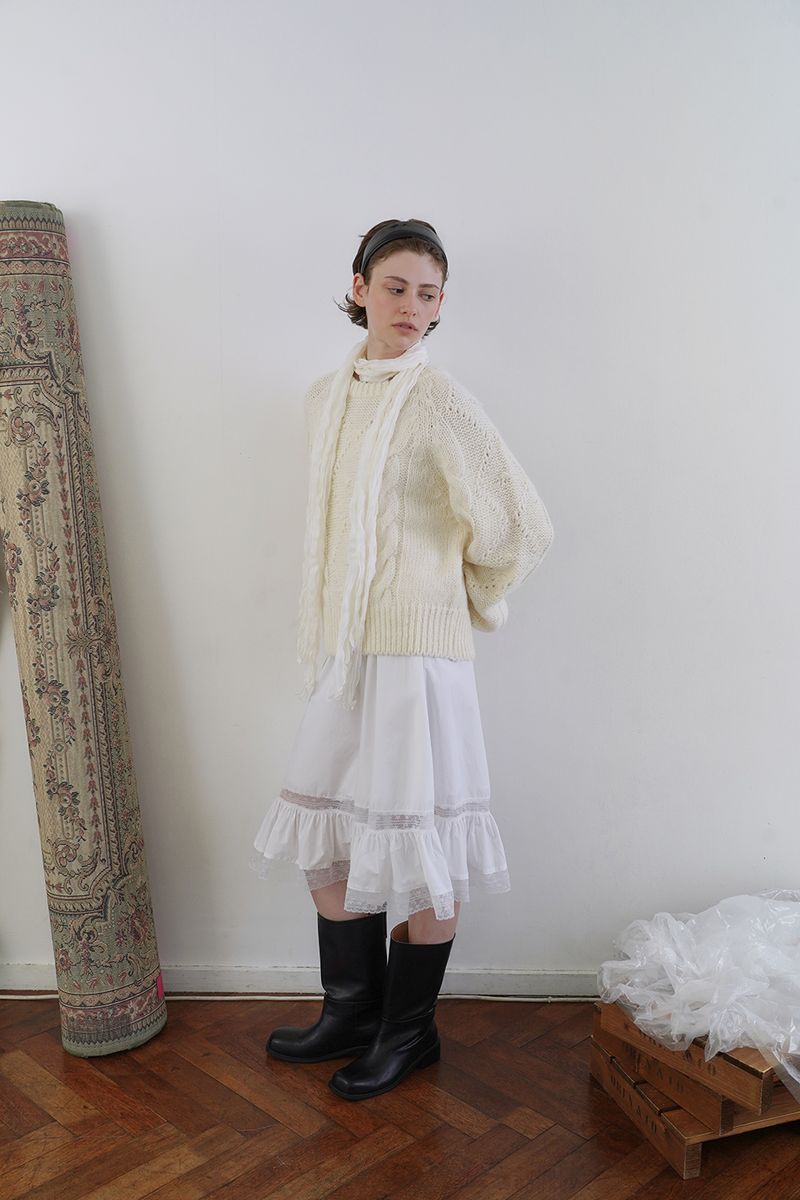 Faye lace skirt_ivory